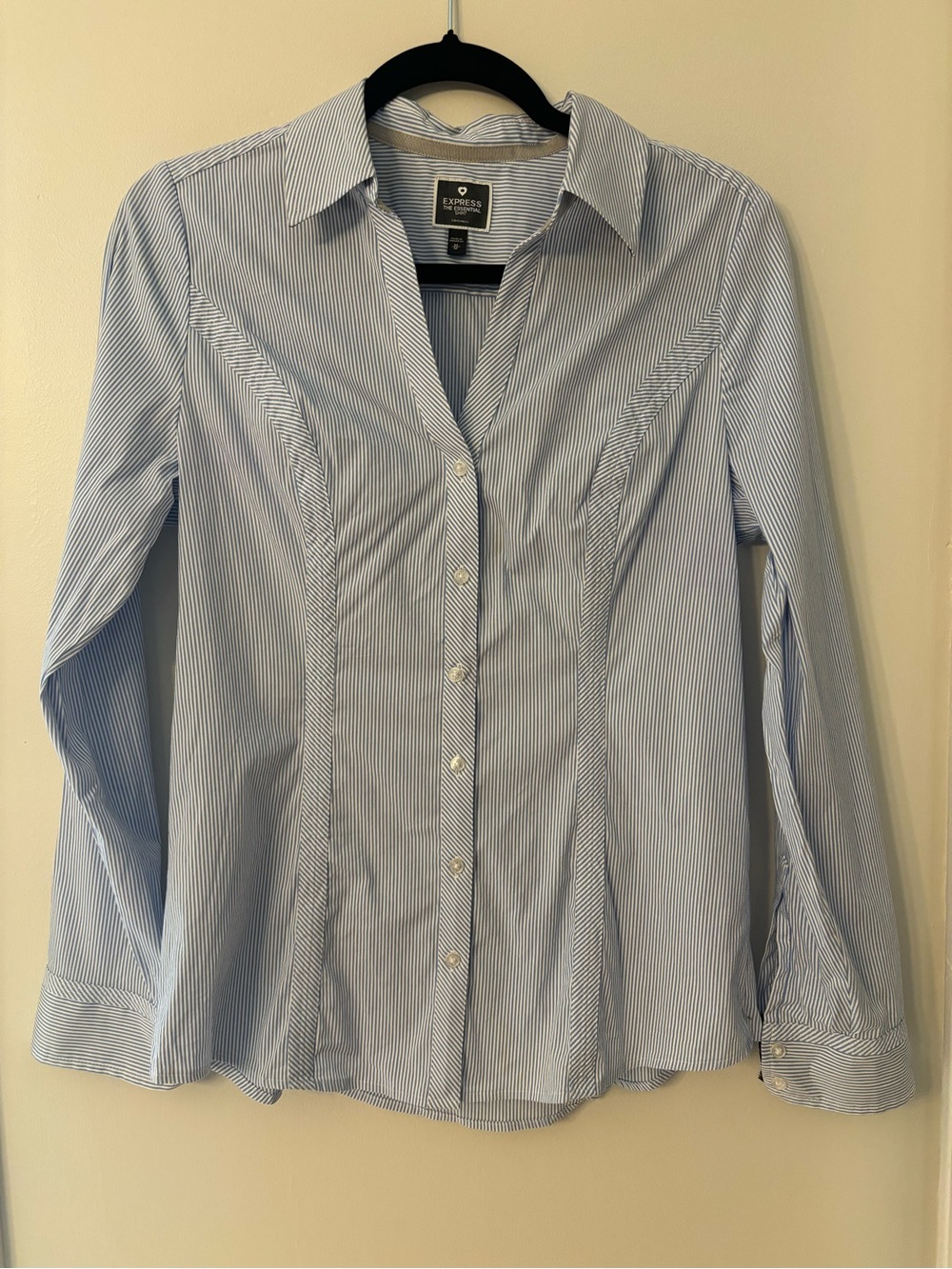Express Light Blue & White Striped Dress Shirt